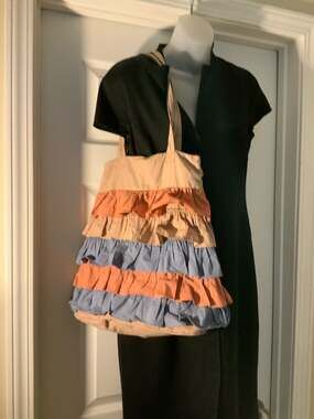 Urban Renewal Tiered Ruffle Cotton Canvas Tote Bag Multicolor